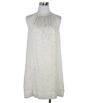 Alice   Olivia Ivory Silk Rhinestone Dress sz 4