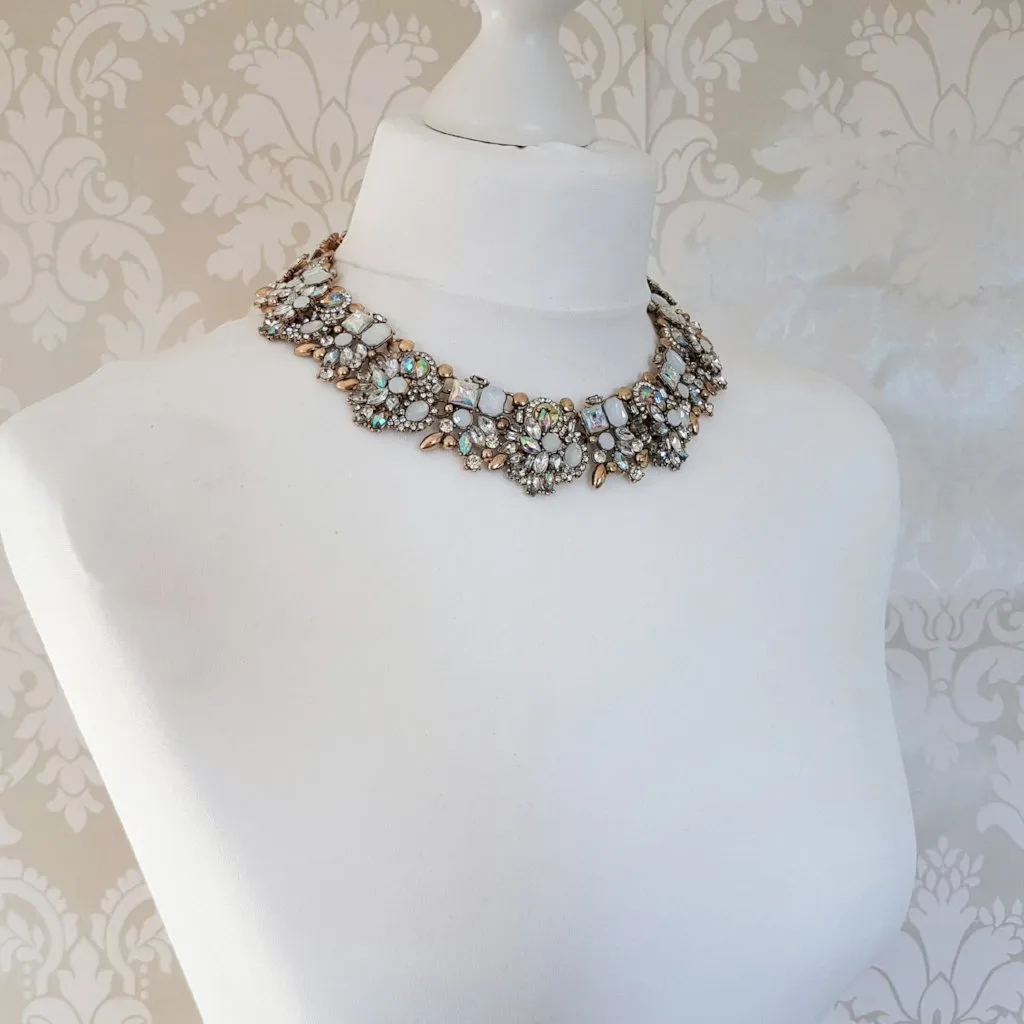 AYVA White & Iridescent Statement Necklace