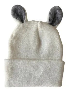 Baby's First Hat, Warm White/Grey Bunny