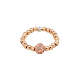 Bella Pave Bead Stack | Ring | Sterling Silver, 14K Rose Gold