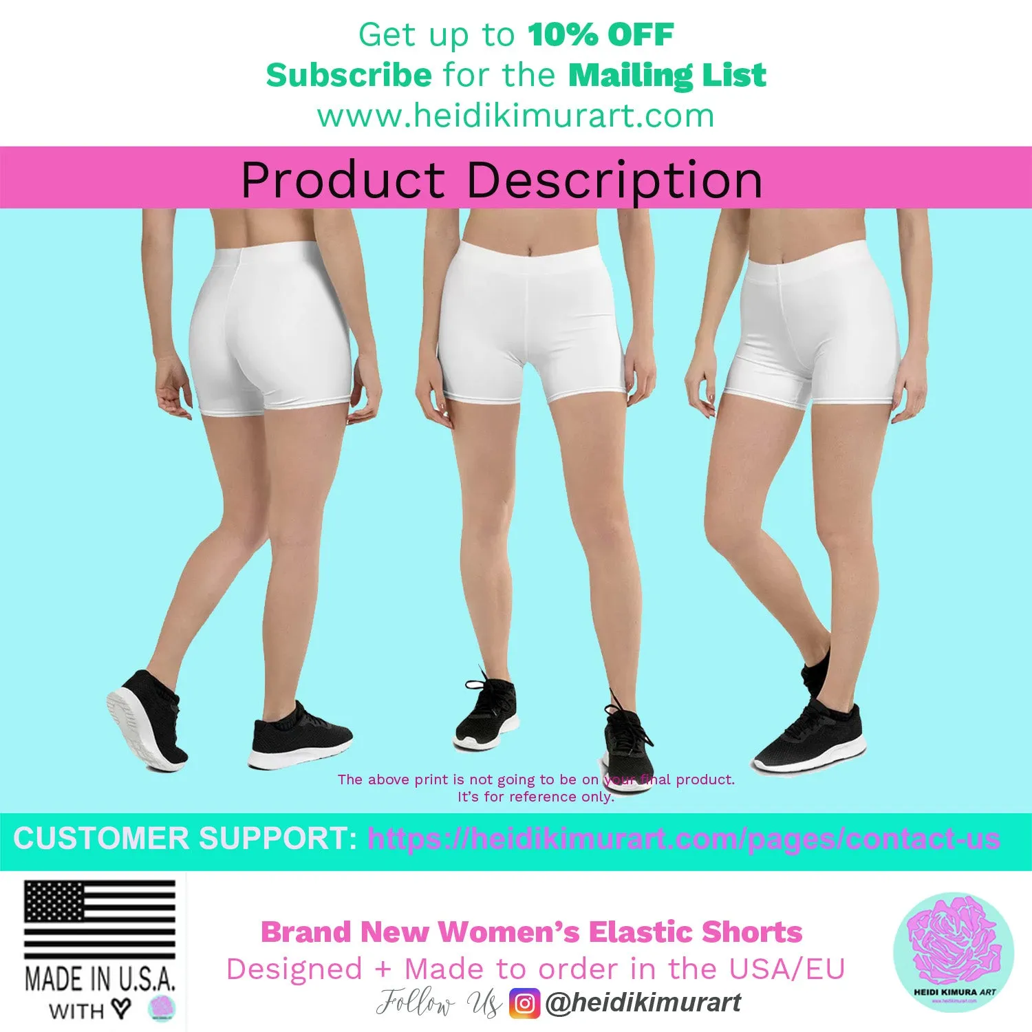 Black Dotted Women's Shorts, White Polka Dots Elastic Gym Soft Tights For Women-Made in USA/EU/ MX