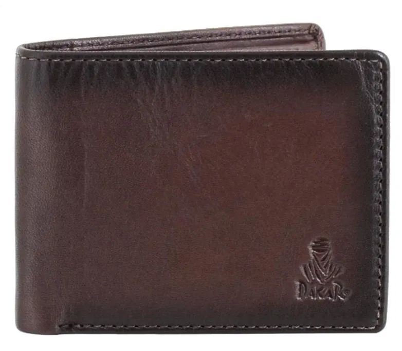 Dakar Dakota Spray Leather Wallet Extra Card Flap & Change Pocket | Brown