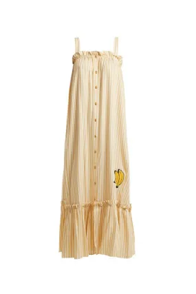 Josephine Striped Long Dress with Banana Detail