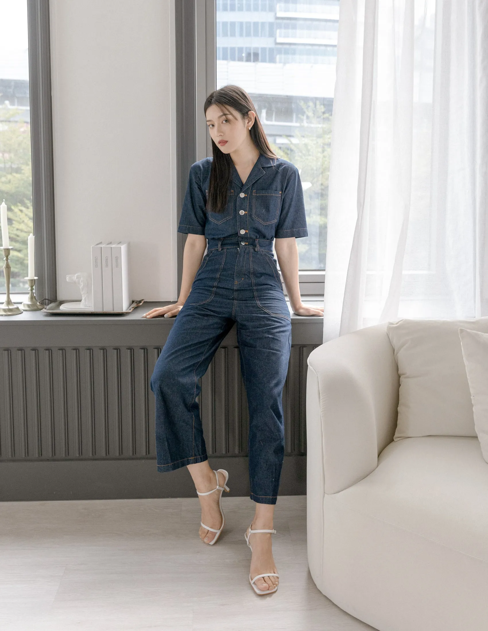 Parker Denim Jumpsuit in Dark Wash