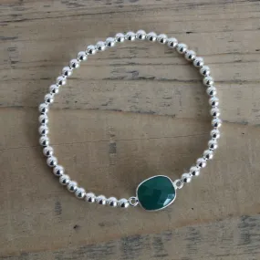 Small Green Garnet Silver Bracelet